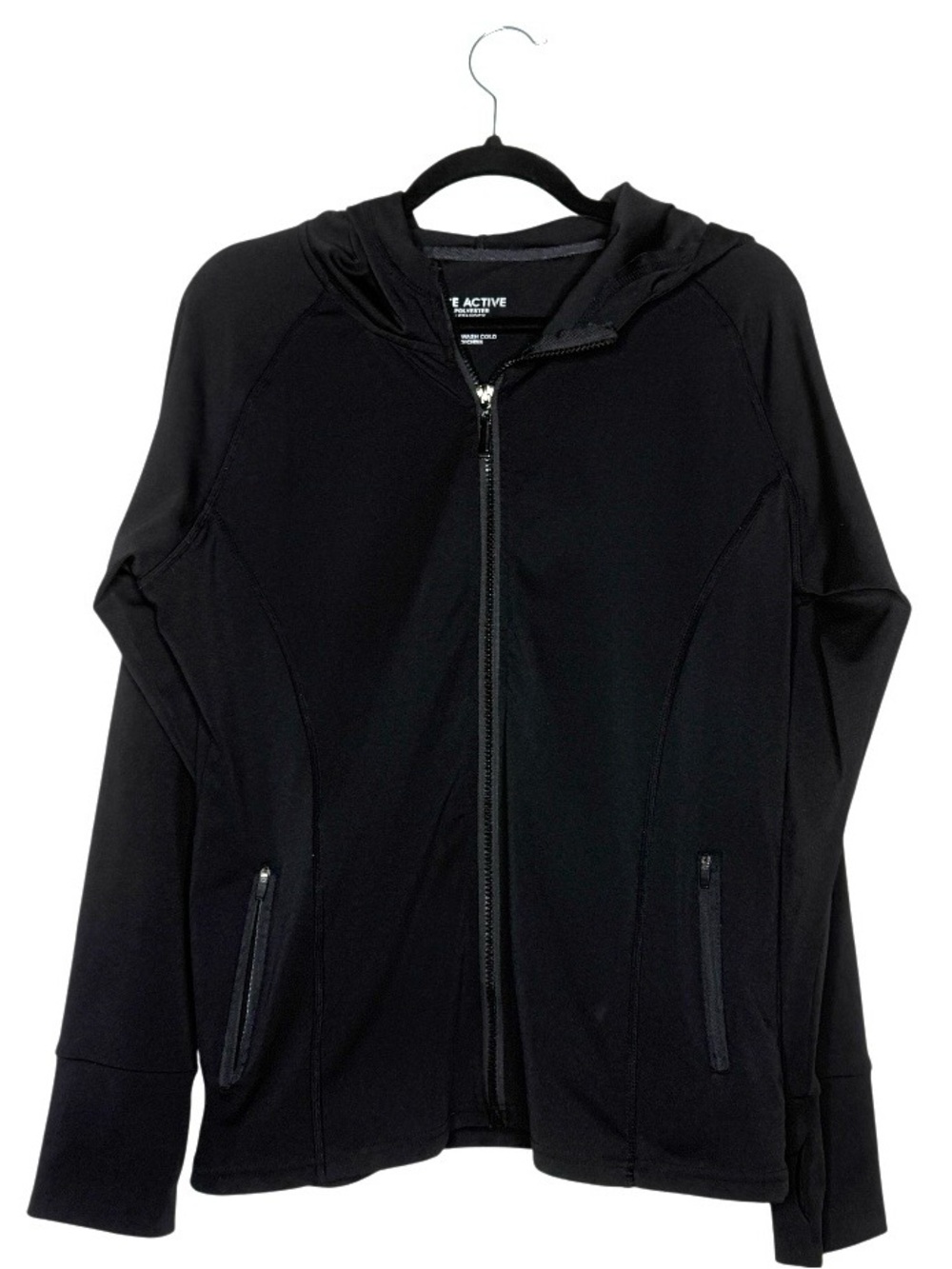 Dyce Active Black Full Zip Athletic Hoodie Jacket Thumbhole Sleeves‎ Women's L